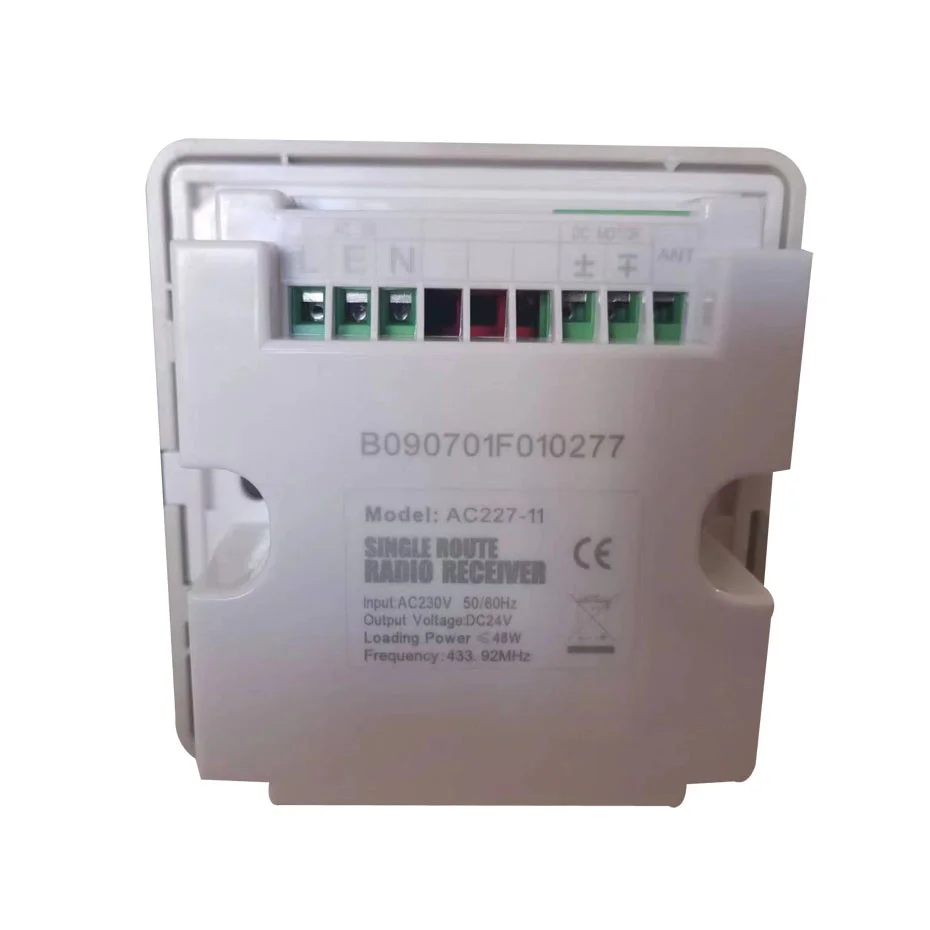 A-OK AC227-11 Single Route Wall Switch for A-OK 4 Wire Curtain Motor,External RF433 Receiver,Input 230V 50/60HZ,Output DC24V