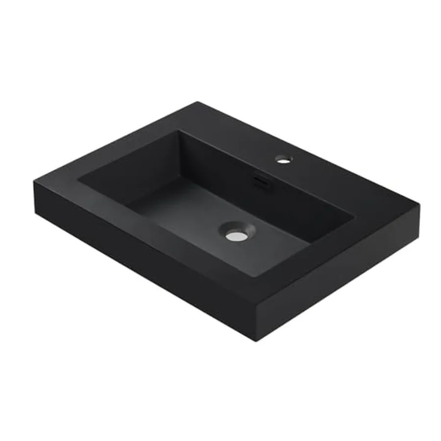 

Раковина для ванной комнаты Dowell 24, одинарная, прямоугольная, встраиваемая, с переливом, черная - 000 2418BP-BL