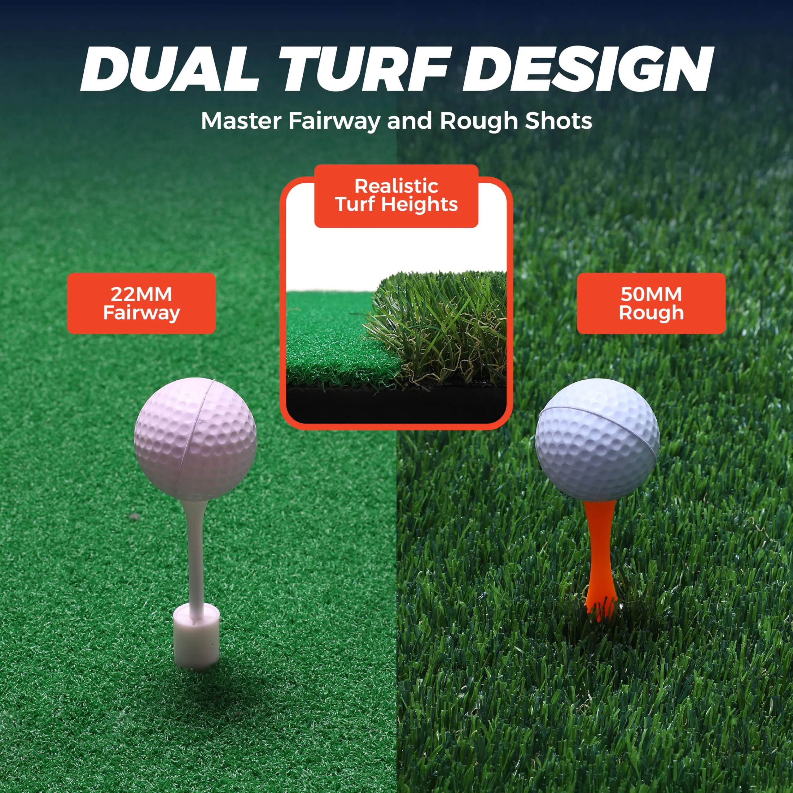 5x4ft Dual-Turf Golf Mat Sports Thick EVA Base Rough And Fairway Surfaces 10mm EVA for Golf Practice And Training
