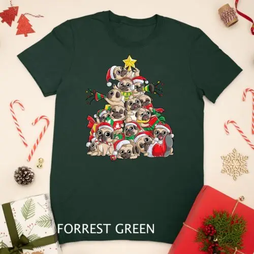 Pug Christmas Shirt Merry Pugmas Xmas Tree Santa Boys Gifts Unisex T-shirt