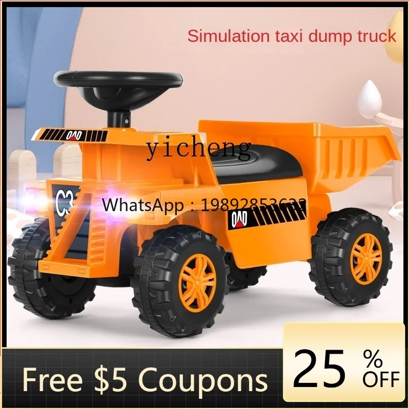 

ZZ Children's Excavator Can Sit Four-Wheel Music Scooter Lights-Swing Car Dumptruck Baby Carriage