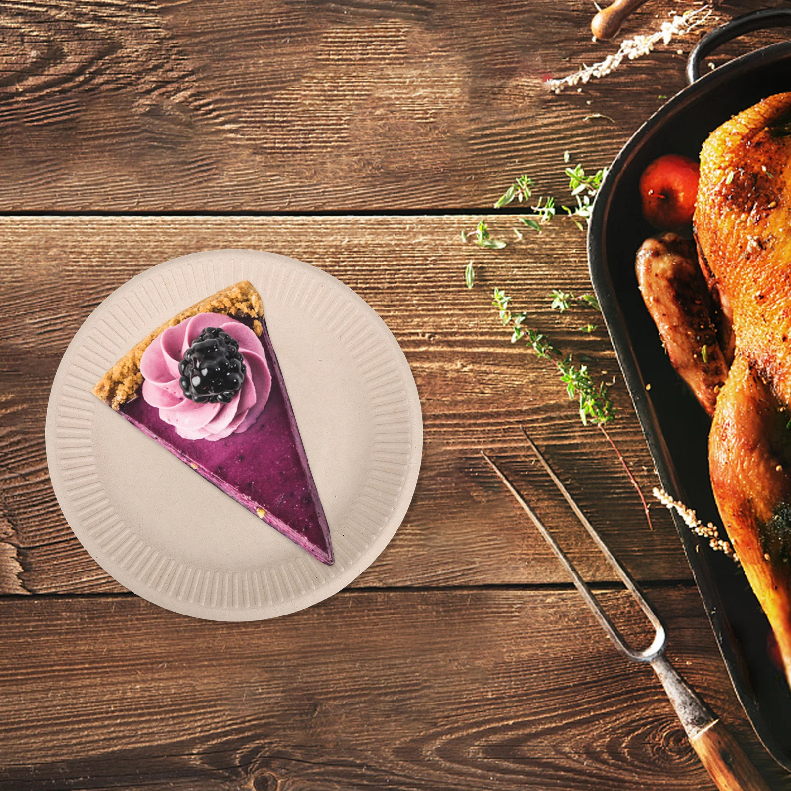 

50Pcs Disposable Paper Plates Thickened Dinner Plate 7 Inch Safe Sturdy Material Food Storage Transport Party Tableware