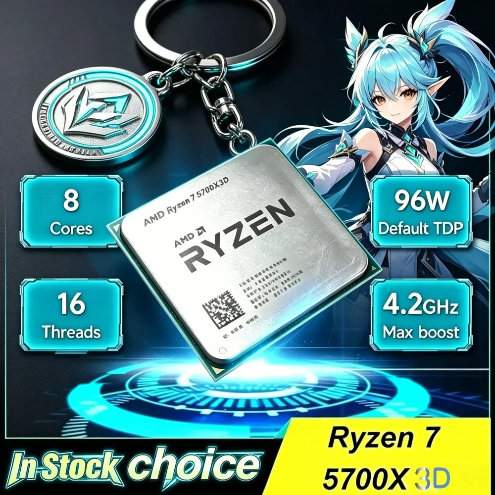 

AMD Bulk CPU Ryzen 7 5700X3D 8-Core 16-Thread 3GHz Base Up to 4.1GHz 105W Ryzen 5000 Series AM4 DDR4 for X570 B550 Motherboard