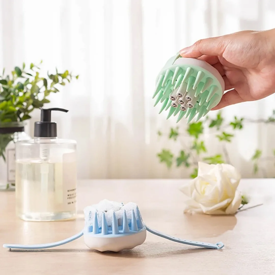 Silicone Scalp Massage Shampoo Brush Head Scalp Comb With Massage Ball Bath Brush For Dandruff Removal Salon Hairdressing Tools