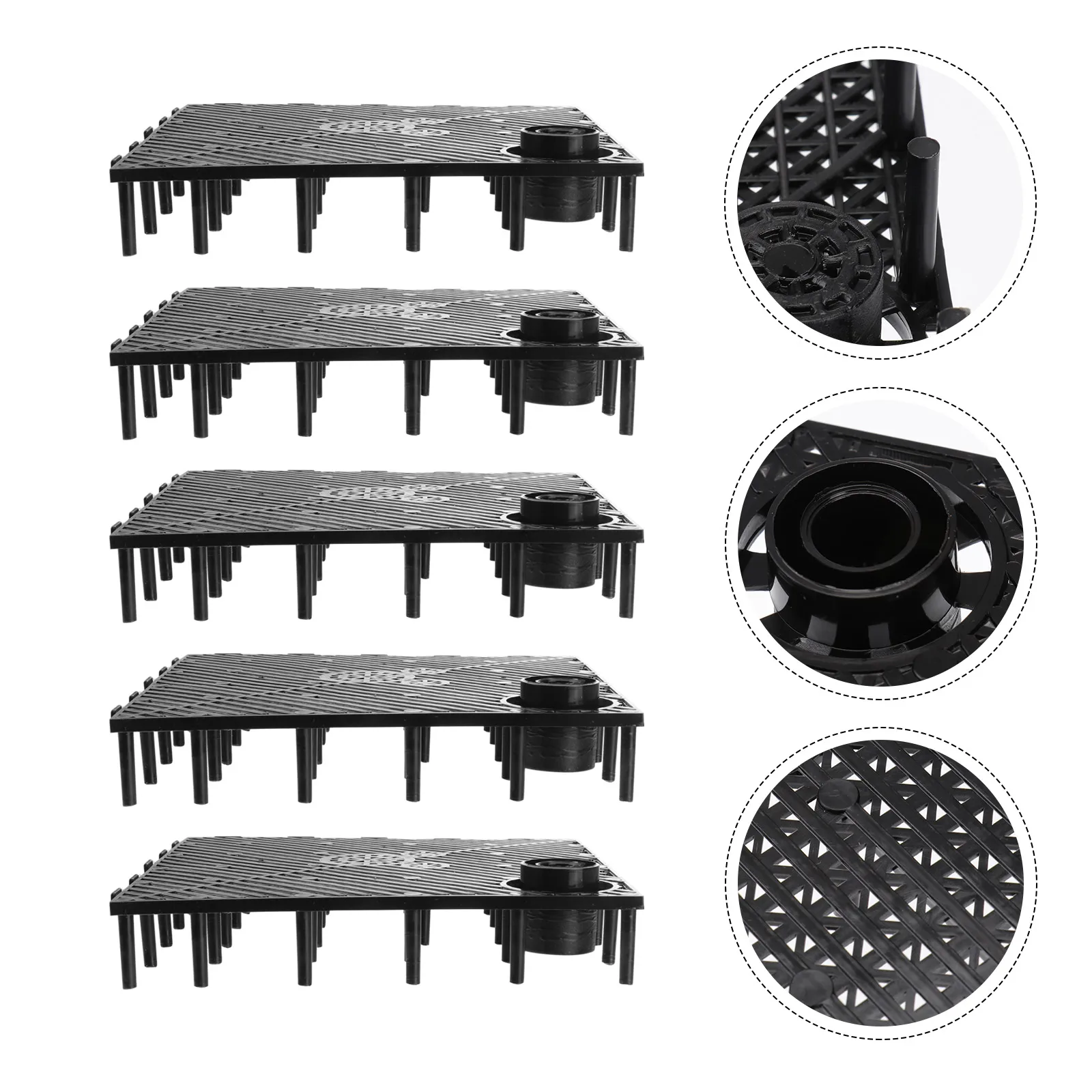 

5 Pcs Bottom Filter Plates Partition Grid Panels for Fish Tank Divider Aquarium Supplies Multi Hole Design Strong Support Black