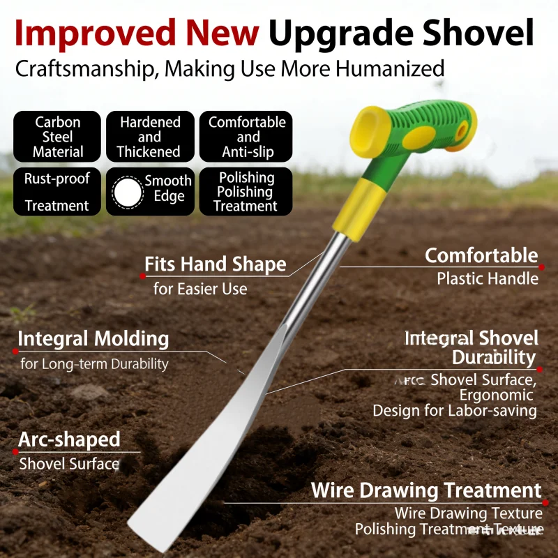 New Garlic Digging Shovel T Shaped Spade Agricultural Flower Gardening Weeding Dig Wild Herbs Hand Tool Pot Transplanting