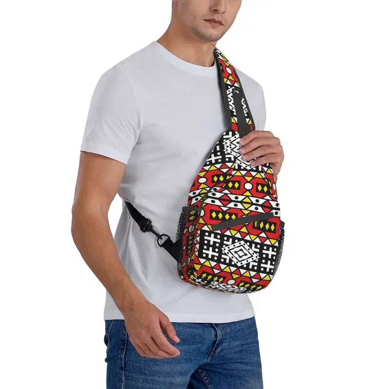 Kizomba-bandolera con estampado de Samakaka Ankara, bolso de hombro con arte geométrico Tribal africano, mochila cruzada en el pecho, mochila de viaje