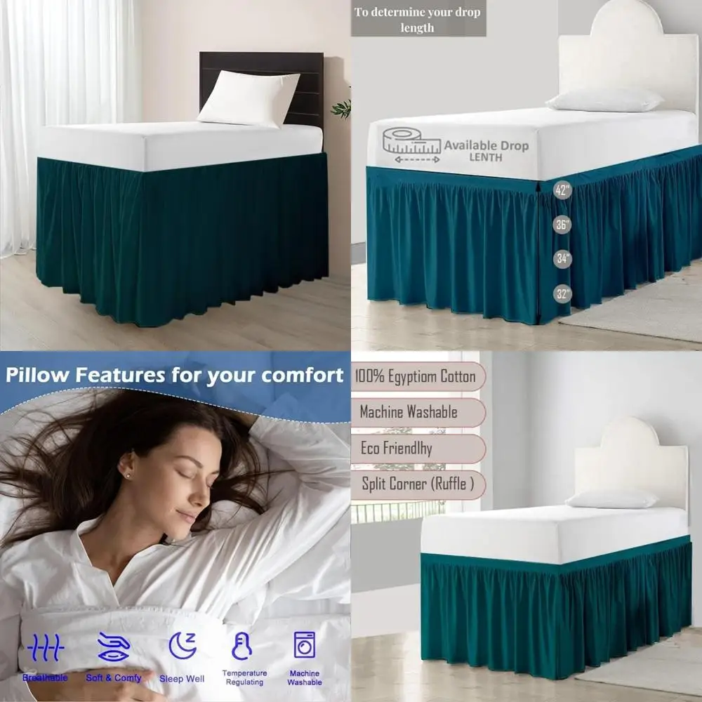 

Twin XL Cotton Bed Skirt for Dorms - 36 Drop, 100% Cotton, Extra Long, College Dorm Bedding