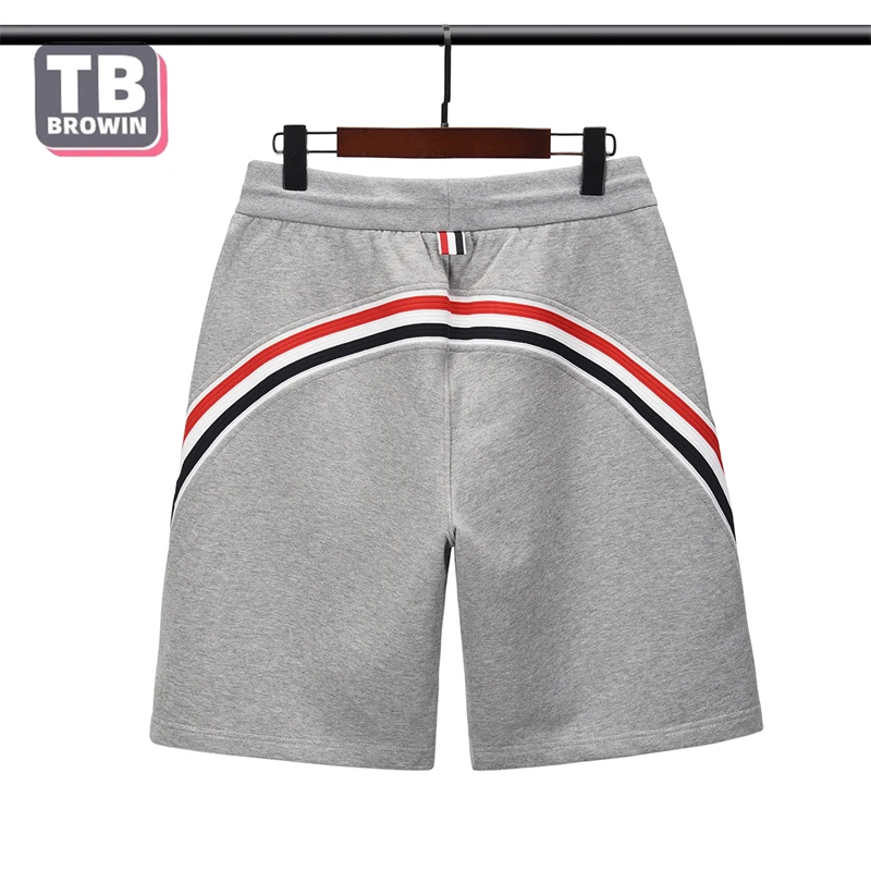 Brand TB BROWIN Thom casual shorts webbing four-bar luxury striped tide men\'s summer trend drawstring cotton sports mid pants