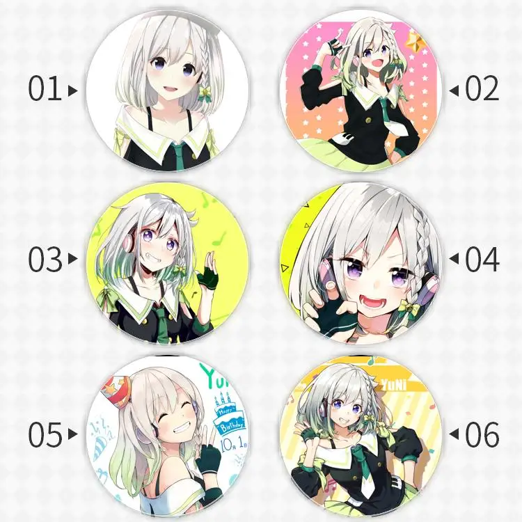 YuNichannel Badge Brooch Vtuber Virtual YouTuber anchor Peripherals Pin Children's gift Trinket Pendant Commemorative