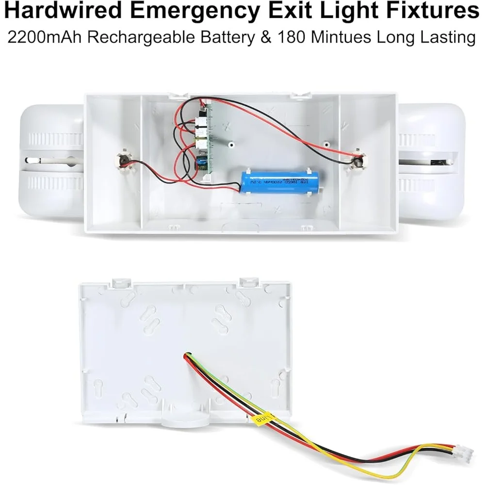 Emergency Lights Dual Head Battery Backup Commercial Exit Light Adjustable Angle Indoor Outdoor Power Failure Safe