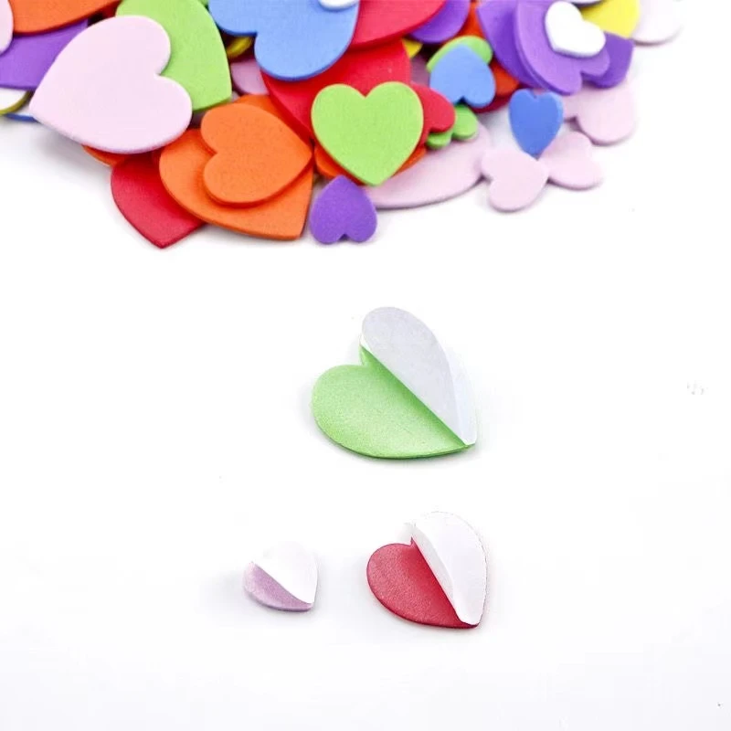 JoyWorld EVA Foam Heart Shape Craft 3D Wall Sticker Decoration Kindergarten School Classroom Blackboard Adhesive backing