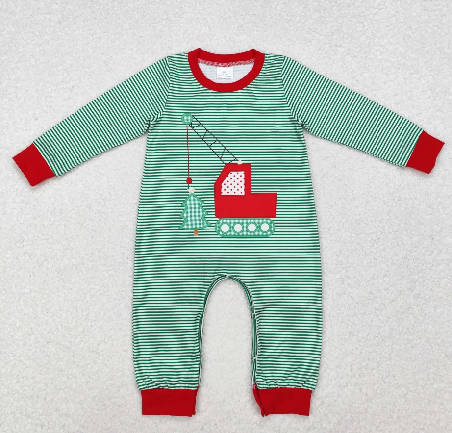

Детский цельный зеленый комбинезон в полоску для новорожденных, комбинезон с длинными рукавами для маленьких мальчиков