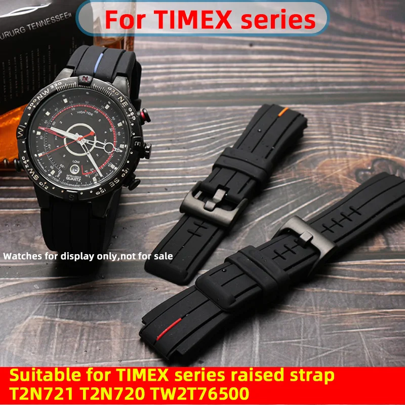 For TIMEX Tidal T2N721 silicone strap raised strap T2N720 TW2T76500 men's waterproof soft watch strap accessory watch band 16mm