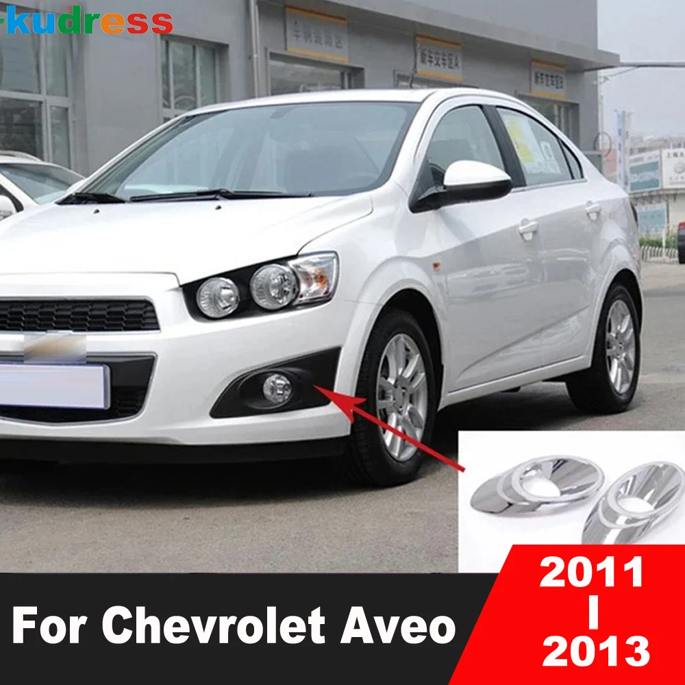 

Car Front Fog Light Lamp Cover Trim For Chevrolet Aveo 2011 2012 2013 Chrome Foglight Bezel Trims Accessories