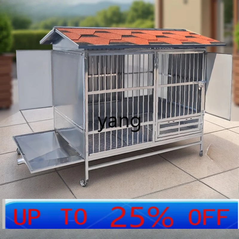 

LH Outdoor Stainless Steel Dog Cage Large Dog Outdoor Dog House Rainproof Sun Protection with Toilet