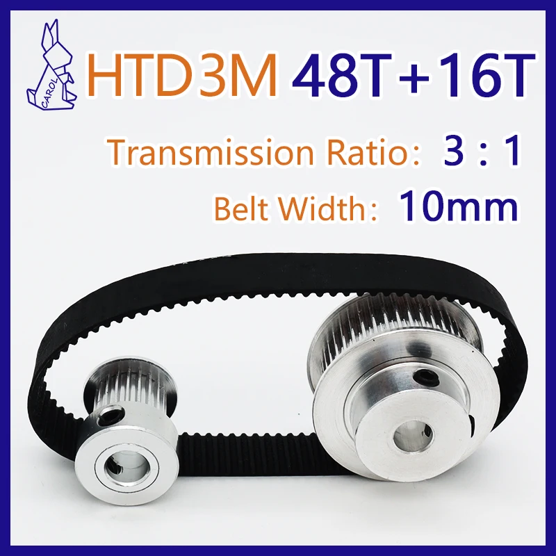 48Teeth 16Teeth HTD 3M Pulley Set Pulley 16T 48T Belt Width 10mm 48 Teeth 16 Teeth HTD3M Synchronous Wheels 3M Timing Pulley Set