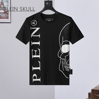 PLEIN SKULL Light Men's T-shirt Classic Retro Summer Fit Gothic Punk Party Short Sleeve Top Round Unisex Sports Neck Tee