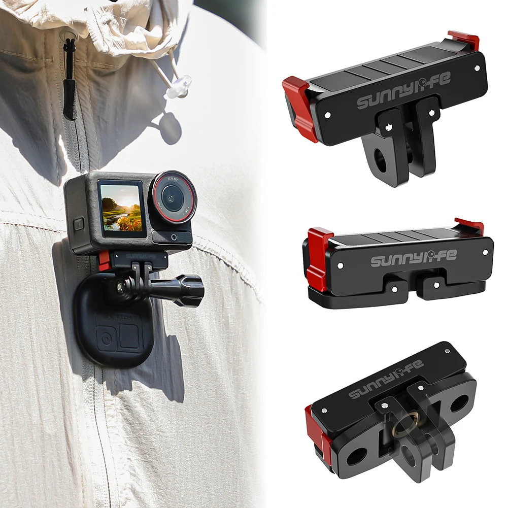 Magnetic Action Camera Bracket with 1/4Inch Screw Hole Quick Release Foldable Extension Mount for DJI Action 5 Pro/4/3/2 Camera