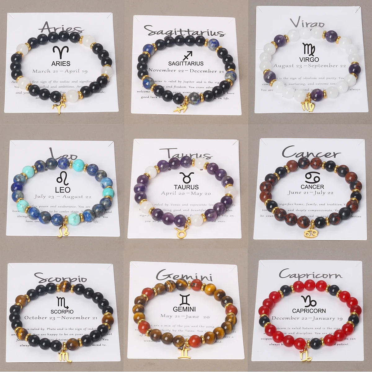 

12 Constellation Bracelet Charm Crystal Gold Color Pendant Women Bracelet Taurus Virgo Sagittarius Men New Jewelry Birthday Gift