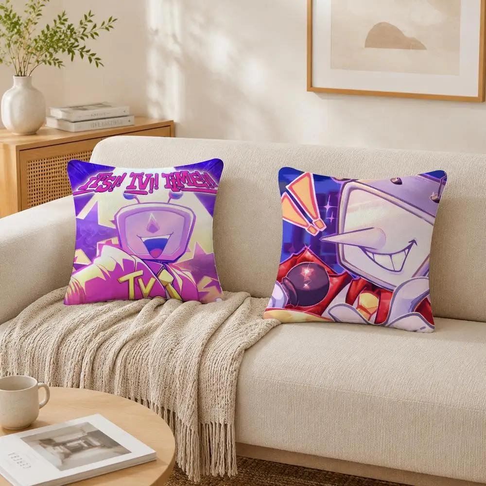 Tenna D-Deltarune Video Game Cushion Cover Plush Decorative Pillow Case With Hidden Zipper Cutecore Room Decor For Home