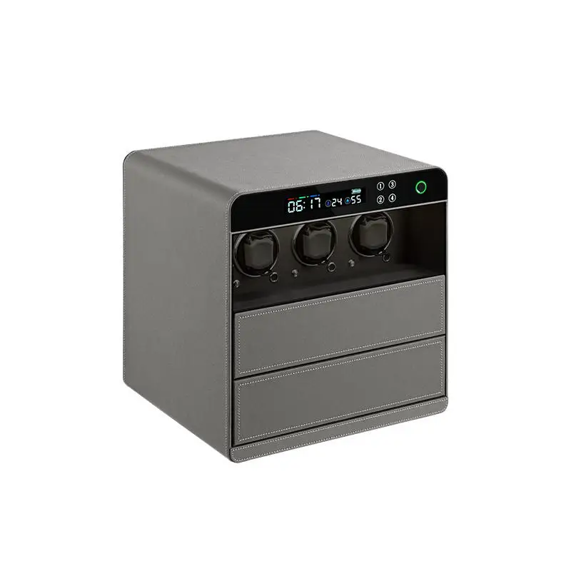 Luxury Microfiber Leather Watch Winder Safe Box Digital Display Secure Watch Storage Cabinet for Home Office
