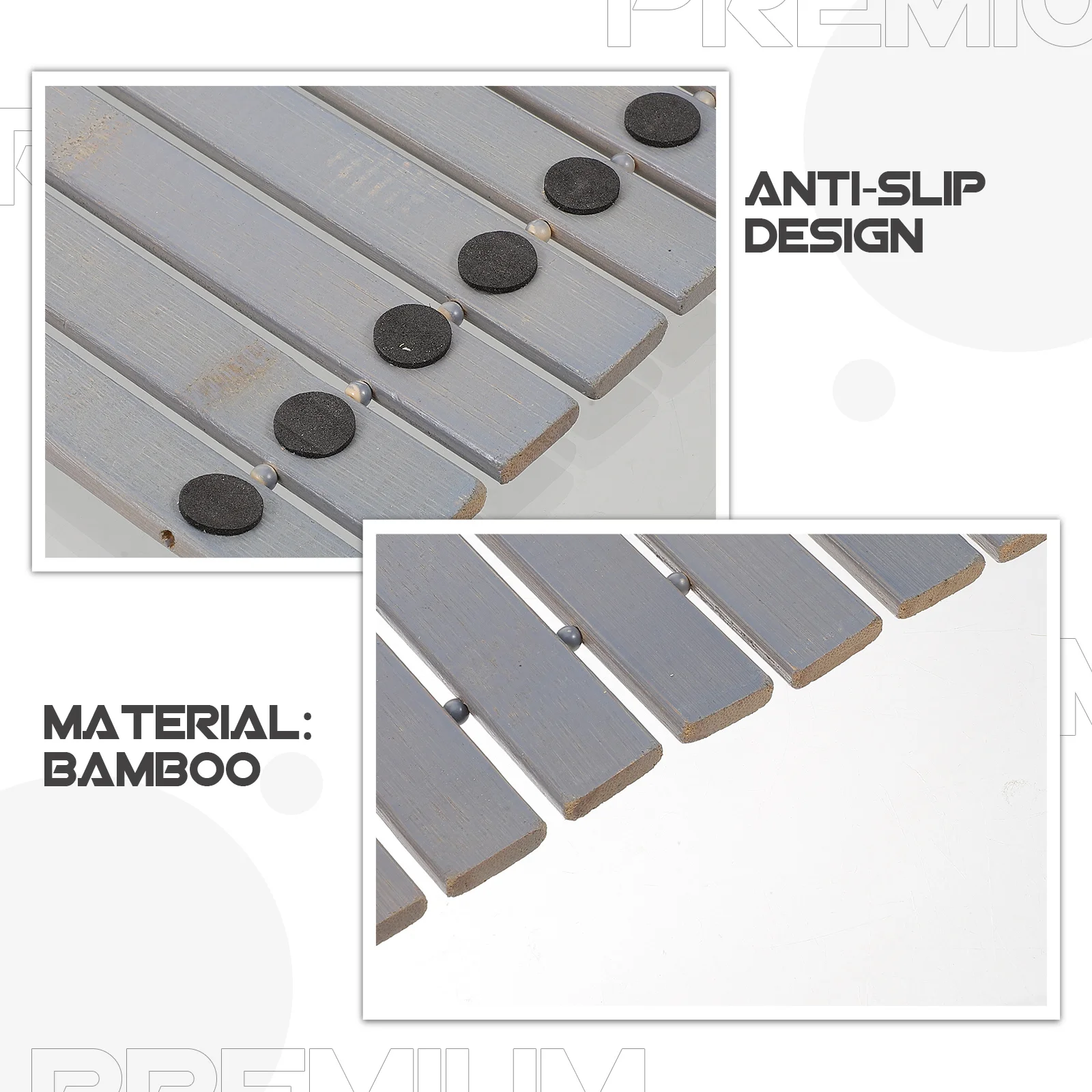 

Bamboo Bathroom Anti Slip Mat Square Style Shower Bath Mats Non Skid Tub Mat Non Slip Shower Floor Cushion Bath Mats for Tub