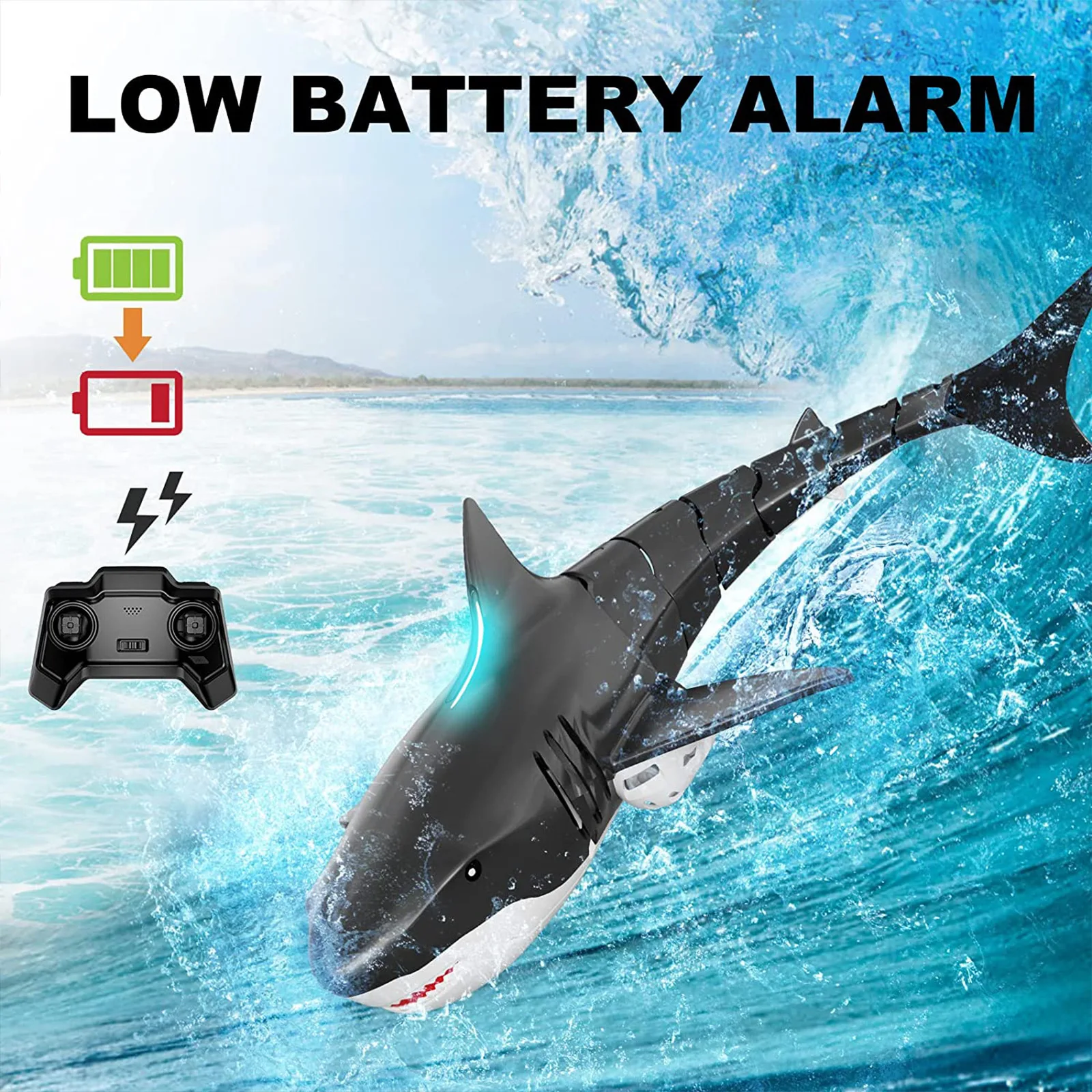 Wireless remote control shark simulation electric boat summer children's toys water swimming pool waterproof toys