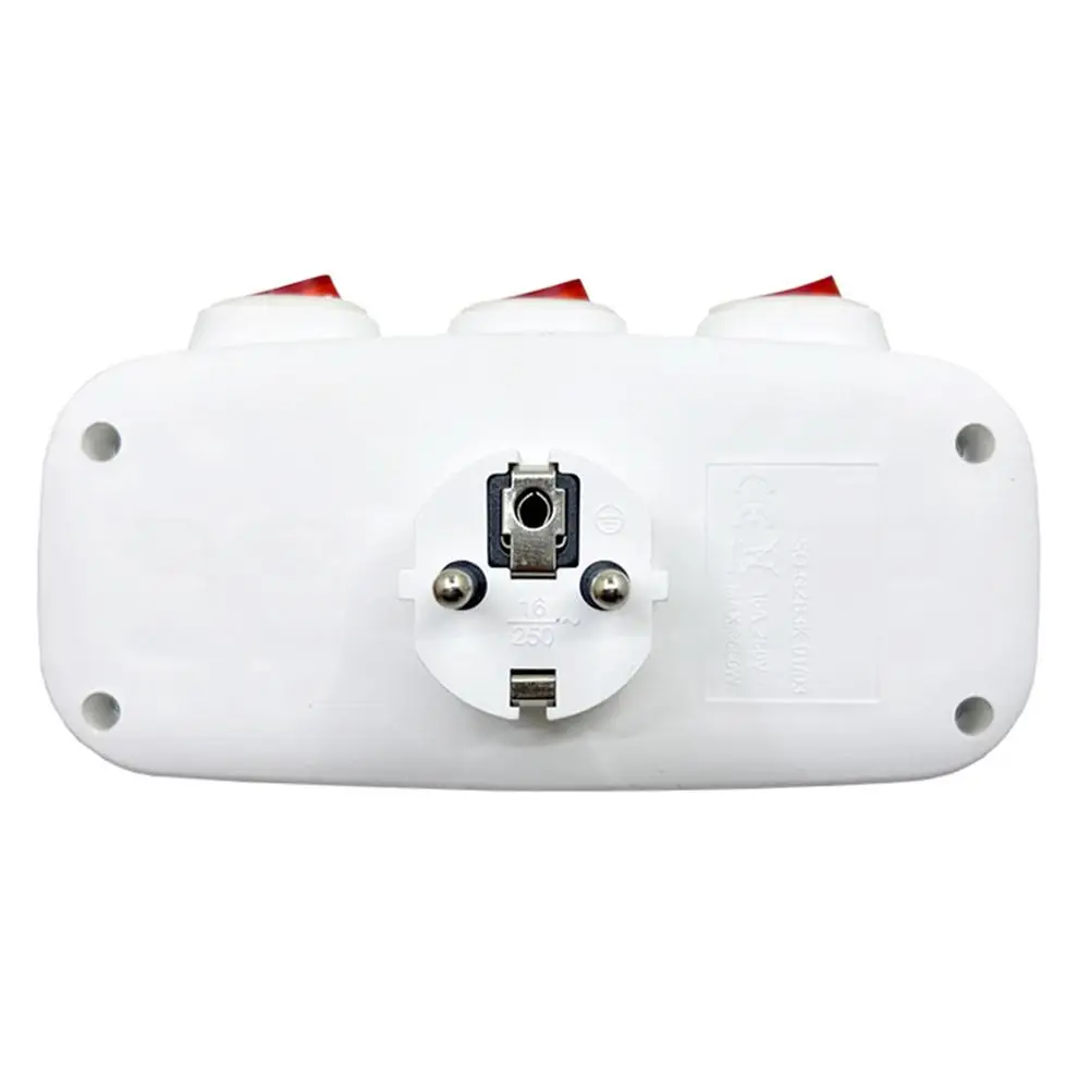 EU Electrical Sockets With ON/OFF Switch Euro Mounted 1 To 3 Way Germany Standard Extensions Adapter Power Plug Socket ﻿