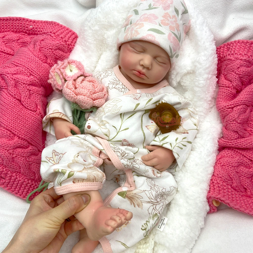 Realistic Full Body Silicone Reborn Baby Open Mouth Girl/Boy Loulou 20 Inch Lifelike Weighted Newborn Doll Comforting Companion