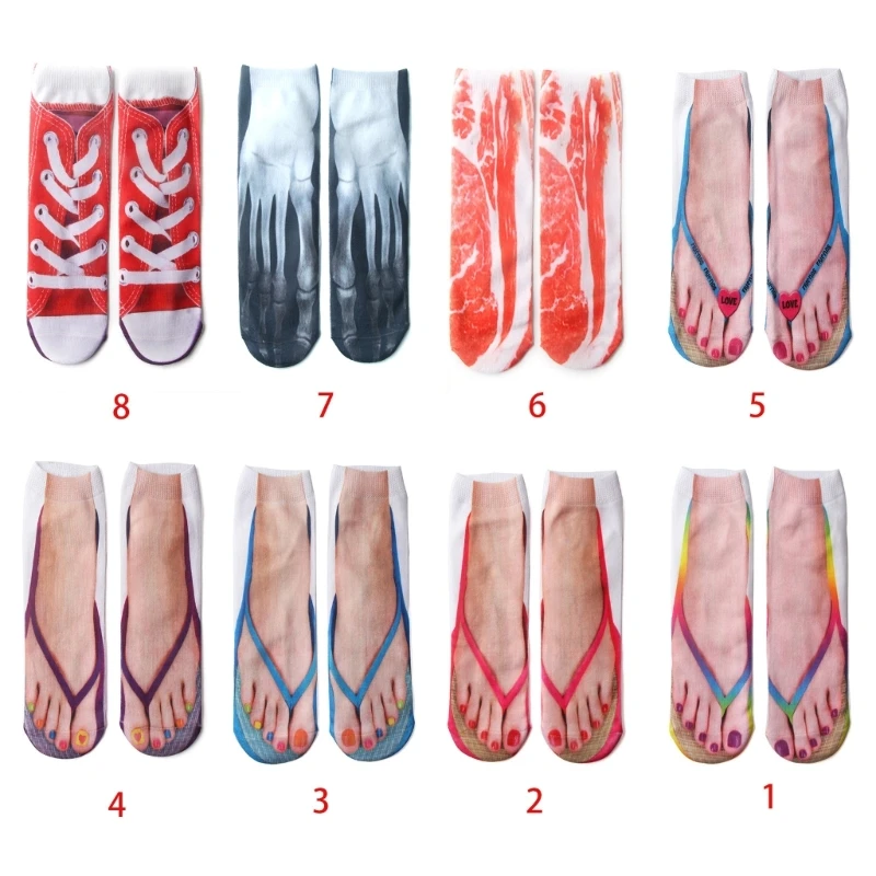 E15E 1 Pair Funny Sock Novelty Pattern Cotton Socks Colourful Casual Socks Gifts Men Women High Ankle Socks Bicycles Socks