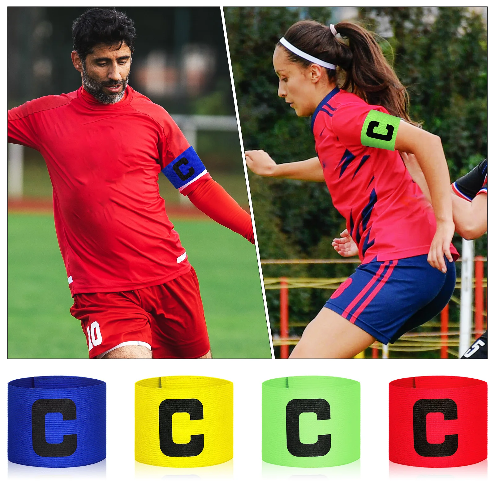 

8Pcs Soccer Captain Armbands Football Arm Band High Elastic Portable Sport Sleeve for Men Women Leaders