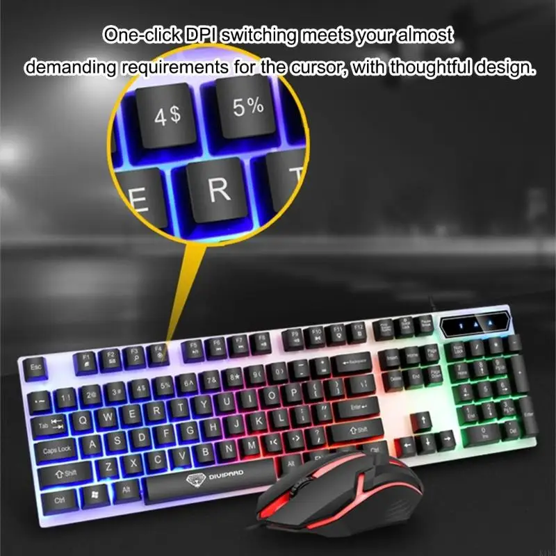 

Механические клавиатуры с RGB-подсветкой, комбинированная мышь, 104 клавиши, USB-разъемы, адаптивный набор текста для ПК K1KF