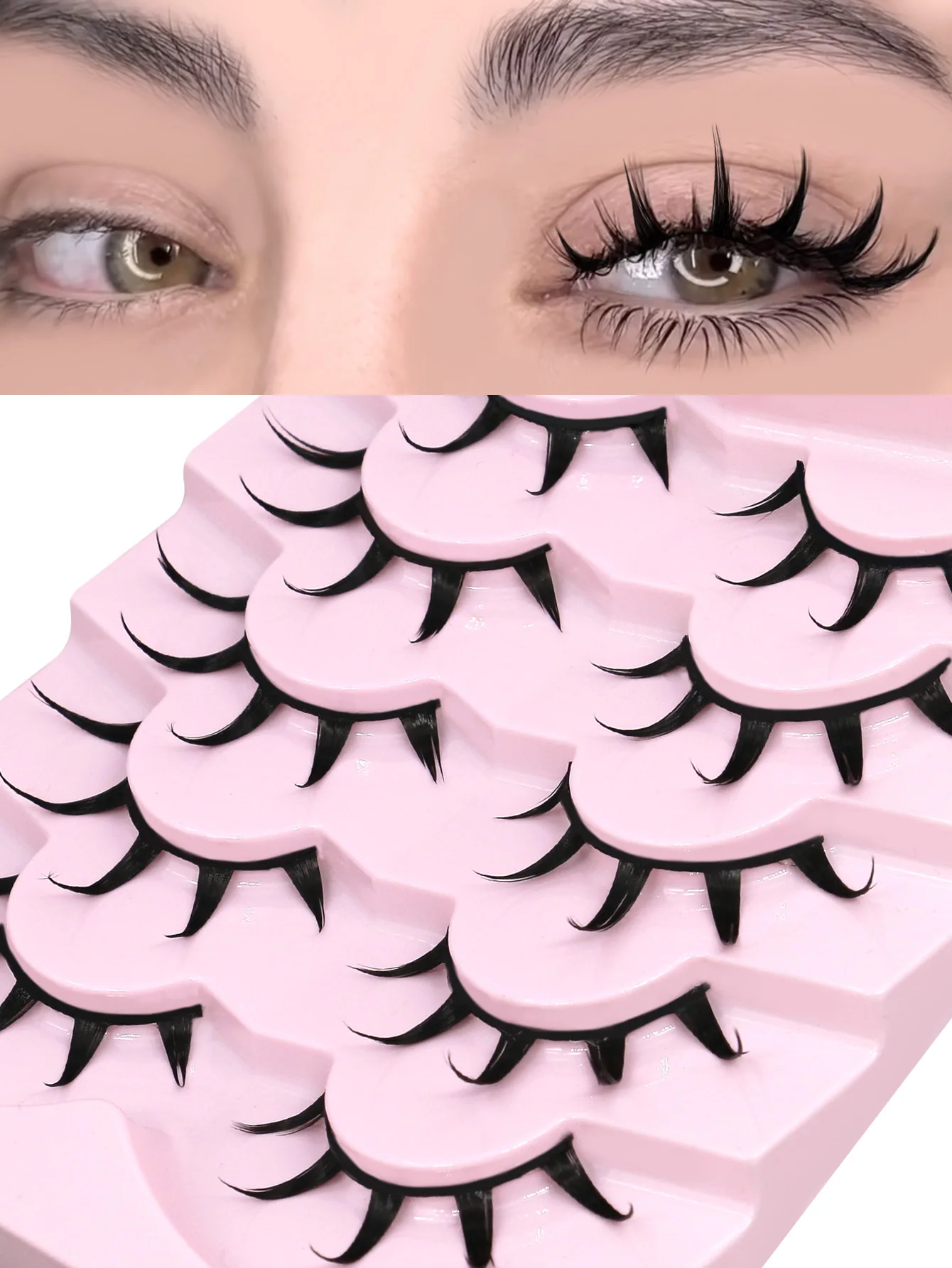 Veltrinay cílios postiços mangá cílios estilo japonês anime grosso cosplay cílios naturais espetados 3d finos falso vison cílios maquiagem