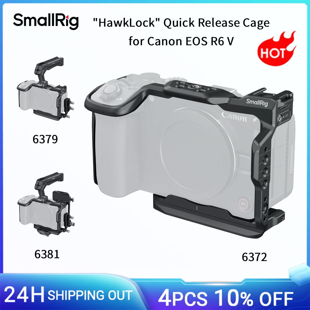 SmallRig R6 V "HawkLock" Schnellwechselkäfig für Canon EOS R6 V mit Arca-Swiss Schnellwechselplatte mit Cold Shoe -6372