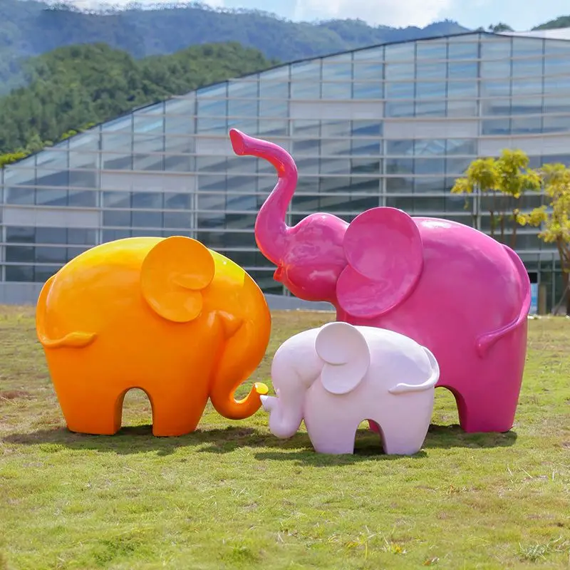 Elephant fiberglass animal sculpture park community wine decoration ornament