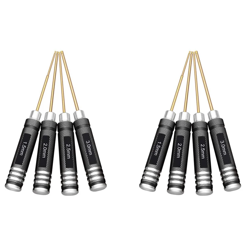 

AB47-8 Pcs 1.5 / 2.0 / 2.5 / 3.0 Mm Hex Screwdriver Set Titanium Hex Wrench Tool Set For Multi-Axis FPV RC Tool