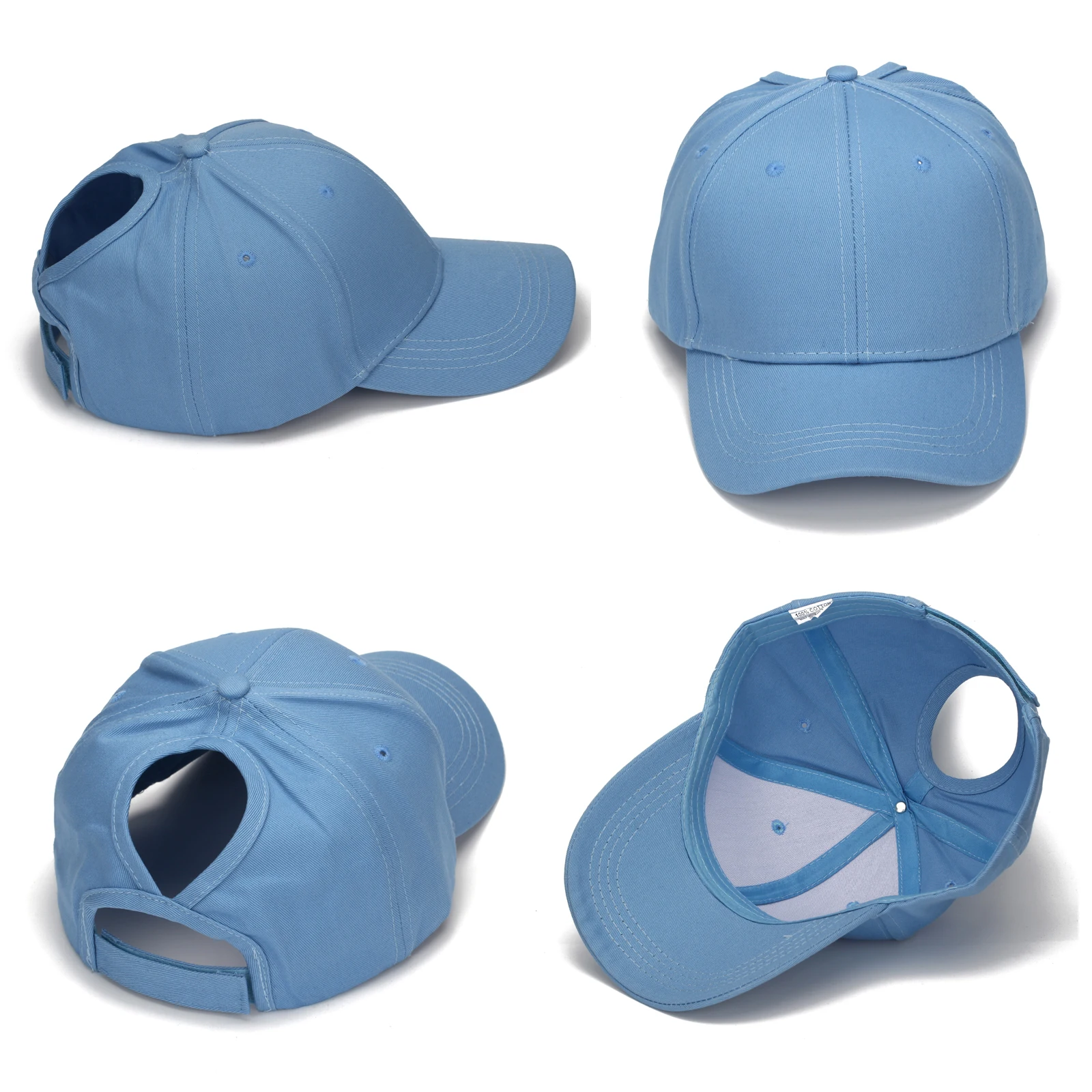 Gorra de bola de cola de caballo alta para mujer, sombreros de béisbol de malla, gorra de playa de verano, de Color sólido Snapback, sombreros de Sol para niña con agujero, gorra deportiva al aire libre