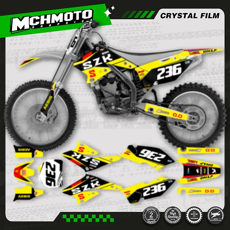 

MCHMFG MOTO Custom Team Motorcycle Graphics Background Decal Stickers Kit For SUZUKI RMZ250 2004 2005 2006 006