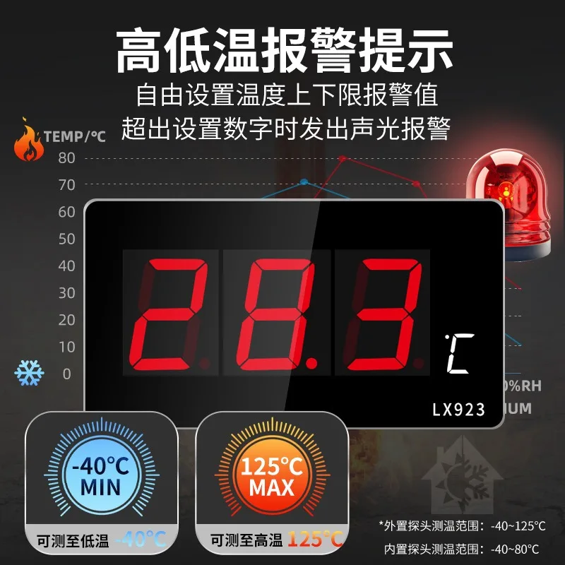 Industrial Digital Thermometer Waterproof Probe Suitable for Sauna Swimming Hotel Indoor Temperature Display Instrument