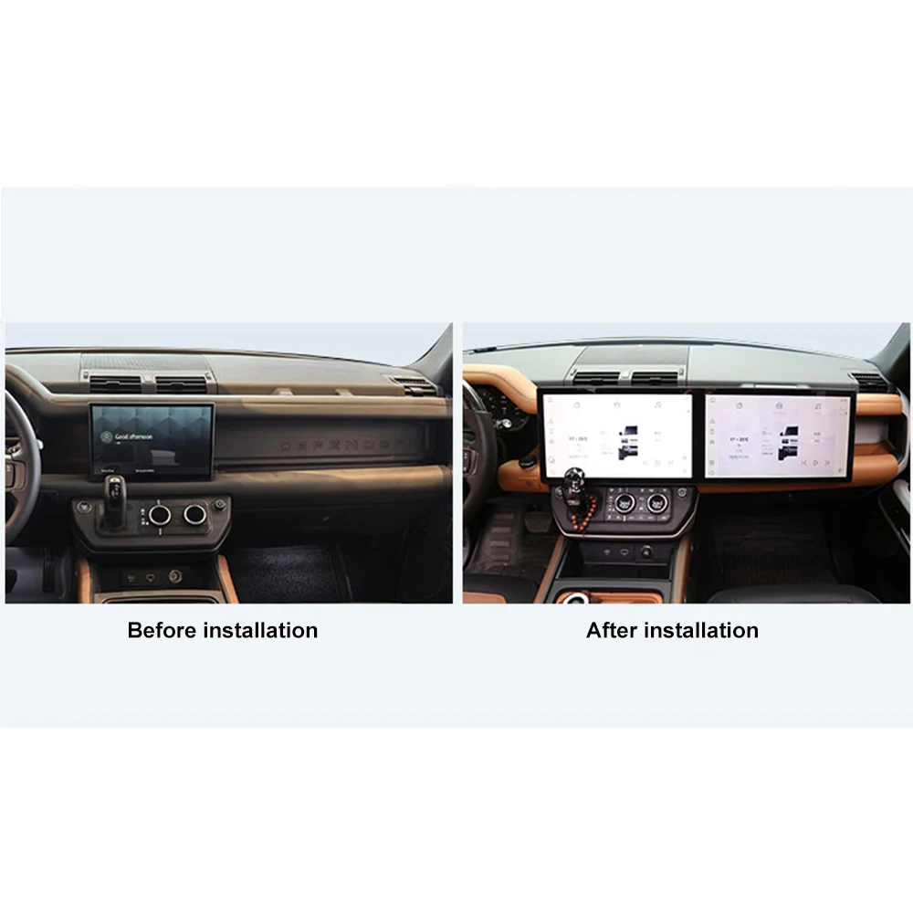 32 Inch Dual Screen Android 13 Car Stereo Android Auto CarPlay Remote Control 1 Year For Land Rover Defender 2021 6+64GB