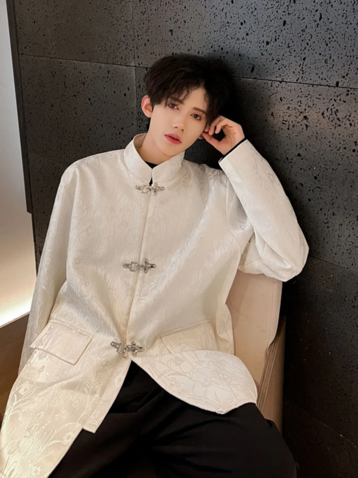 

New Chinese Sle Men's Suit Jaet oulder Stand up Collar Hipster Haome Sle Spring Collection High End Feeling