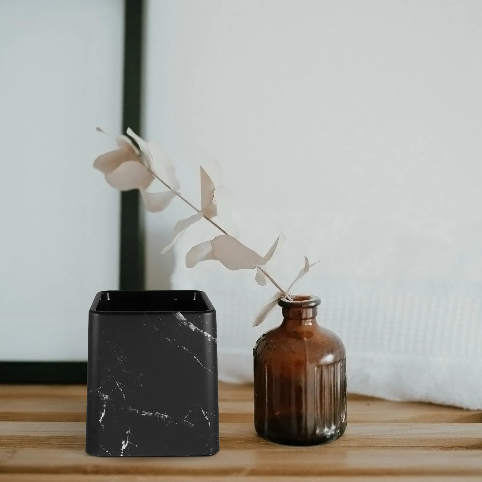 

Marble Pattern Desktop Trash Can Decorative Small Wastebasket for Bedroom Kitchen Bathroom Living Room Office Use