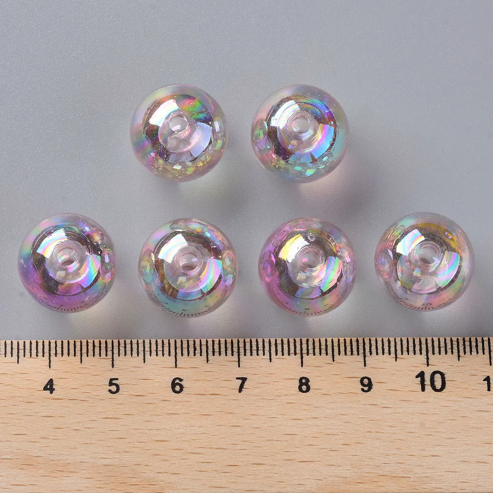 PandaHall 220 Stück AB-beschichtete transparente Acryl-Rundperlen, 16mm Mehrfarbige Schillernde Oberfläche für DIY Armband Schmuck Basteln – Detail 15