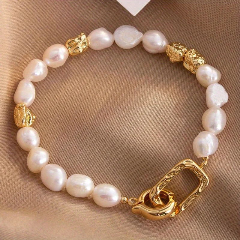 Trendy Baroque Freshwater Pearl Bracelet Women Minimalist Jewelry Ins Style Luxury Pearl Gift