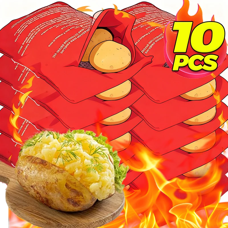 Bolsa de patatas para microondas exprés, bolsa para cocina de patatas horneadas, bolsas reutilizables para pan, maíz, ñame, tortilla, herramienta de cocina lavable para hornear, 1/5x