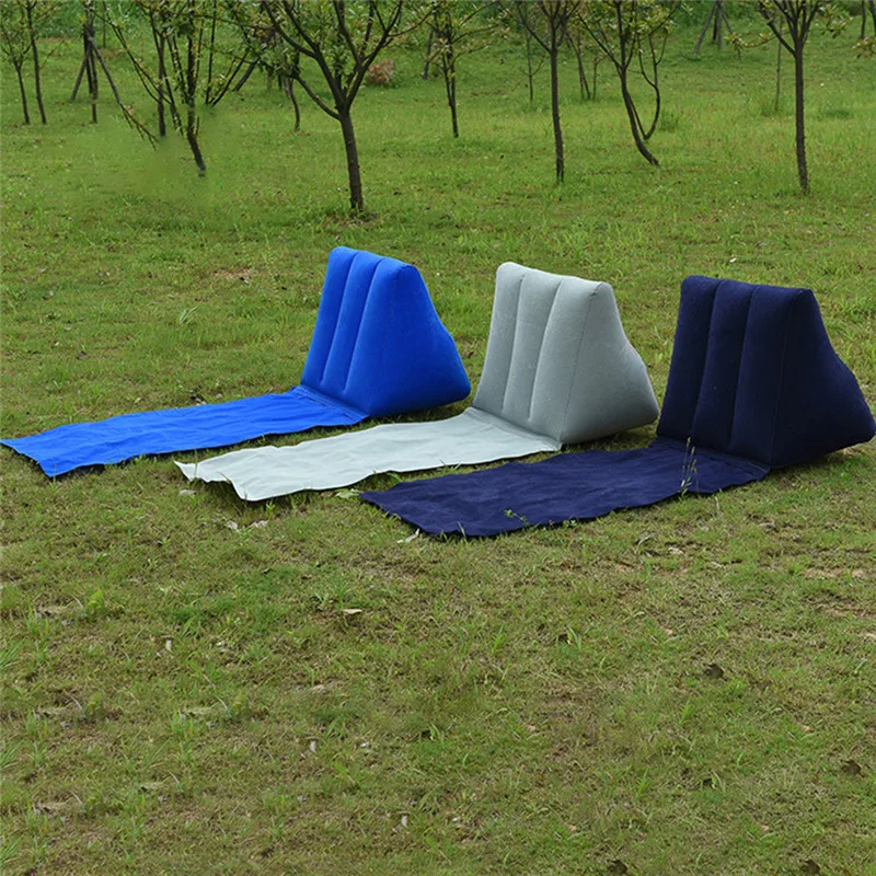 Inflatable Beach Lounger Foldable Soft Inflatable Beach Mat Festival Camping Leisure Lounger Back Pillow Cushion Chair Seat Air