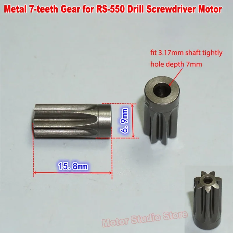 1PC Steel Metal 7-teeth Gear for 3.17mm Shaft RS-550 RS-555 Motor