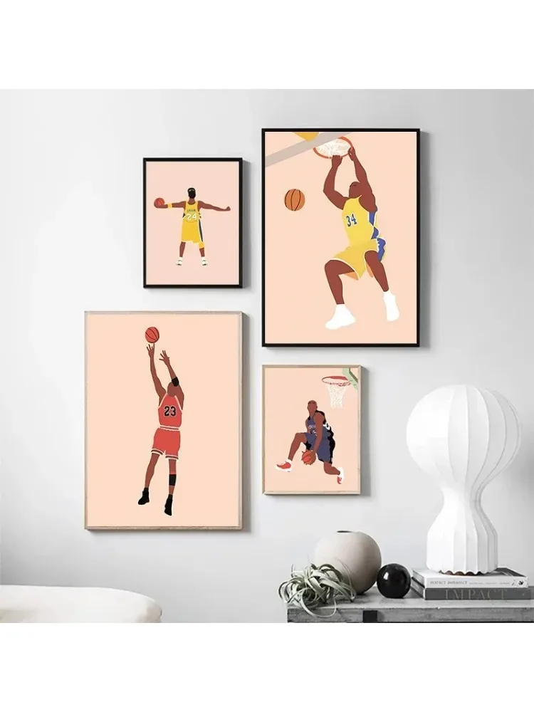 Affiche de Portrait de Sport abstrait, célèbre joueur de basket-ball minimaliste, Super étoile, peinture sur toile, décoration murale pour salle d'art, cadeau de maison