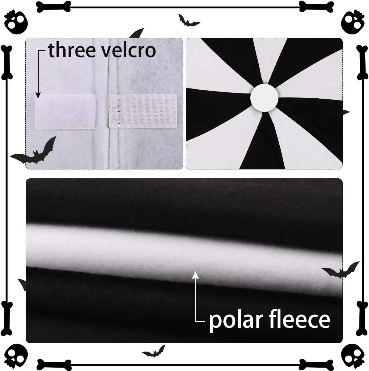 Black and White Lollipop Halloween Christmas Tree Skirt Exquisite Printed Short Plush Double-layer Tree Skirt Christmas